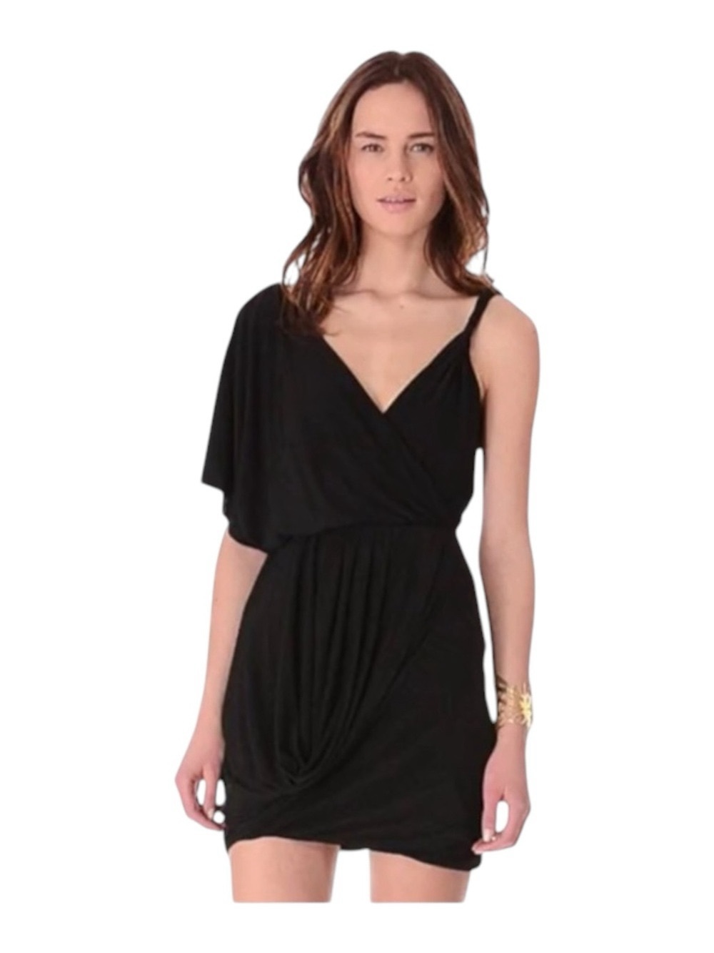 new T-Bags [MISA] ♛ Asymmetrical Draped Bubble Cocktail Mini LBD Dress ♛ Black - Picture 4 of 16